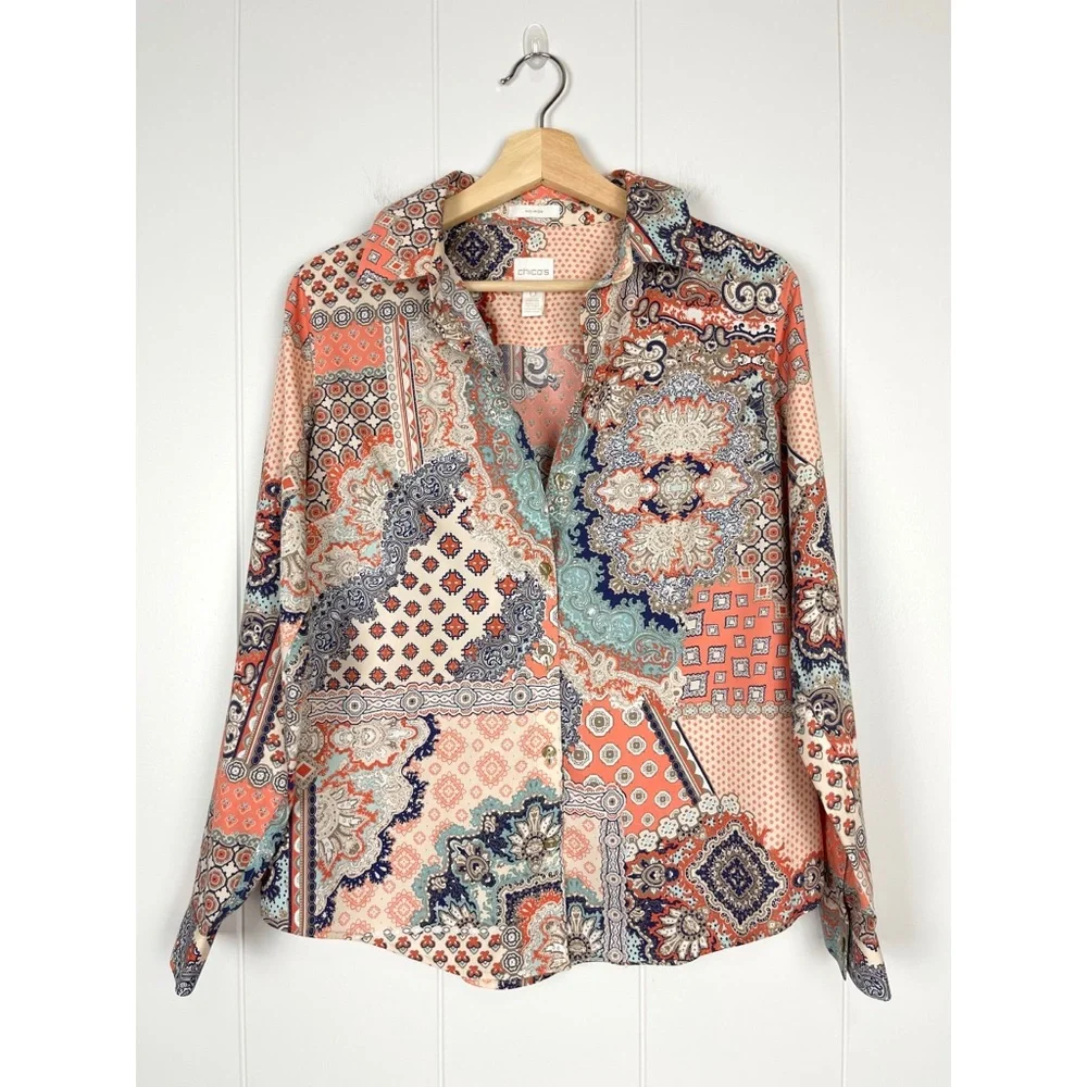Chico’s | Effortless Giana Paisley Print Button-Down Shirt